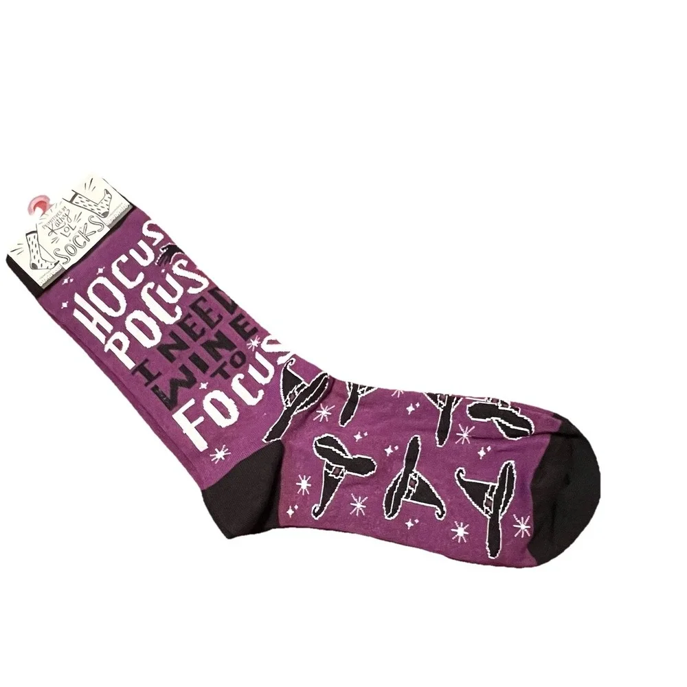 Primitives by Kathy Socks - Hocus Pocus, I Need Wine to Focus Humor Joke Witchy